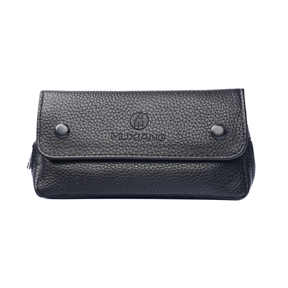 Tool Bag - MUXIANG シングルパイプ用ポーチ、PUレザー製、ブラック、携帯用、パイプ用具収納ケース。